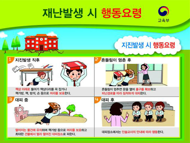 지진 발생시 안전 행동 요령